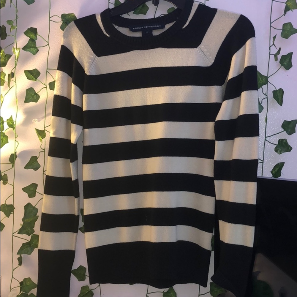Black and cream colored long sleeve